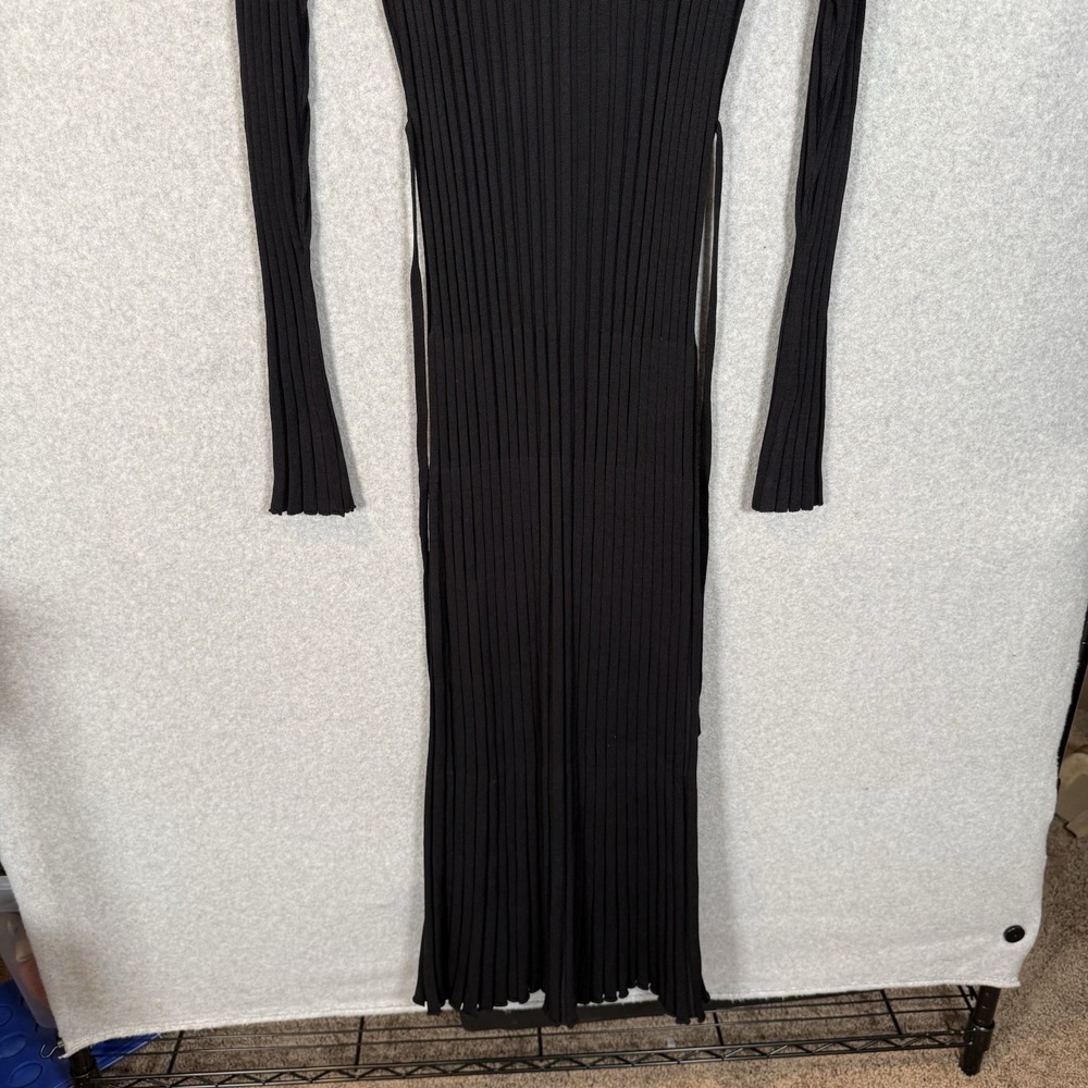NWT DISSH Ada Midi in Black Long Sleeve Stretch Ribbed Knit Stretch Dress XS - Picture 4 of 8